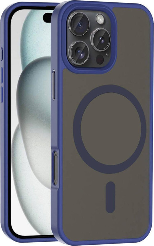 İphone 16 Pro Max Kılıf Magsafe Şarj Özellikli Mat Arka Yüzey Zore Sio Kapak-Lacivert