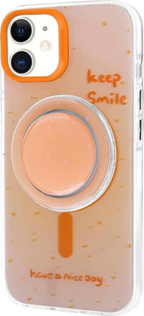 İphone 11 Zore Magsafe Şarj Özellikli Tak-Çıkar Pop Soketli Zore Tiktok Kılıf-Turuncu