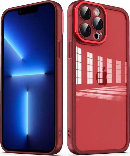 İphone 13 Pro Max Uyumlu Kamera Korumalı Transparan Zore Post Kılıf-Kırmızı