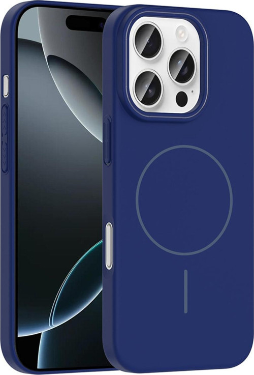 İphone 16 Pro Max Kılıf Magsafe Şarj Özellikli Zore Ruby Silikon Kapak - Lacivert
