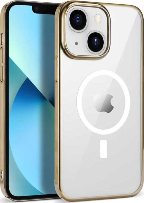 İphone 14 Uyumlu Zore Wireless Şarj Özellikli Pixel Magsafe Kılıf-Gold