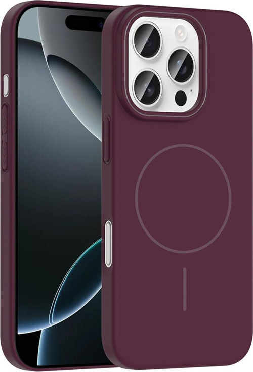 İphone 16 Pro Max Kılıf Magsafe Şarj Özellikli Zore Ruby Silikon Kapak - Mürdüm
