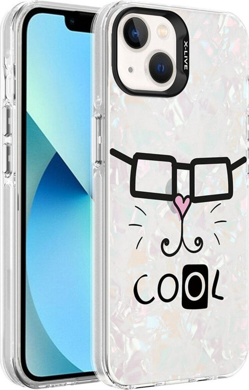 İphone 13 Uyumlu Mermer Desenli Zore Marbello Kılıf-Beyaz