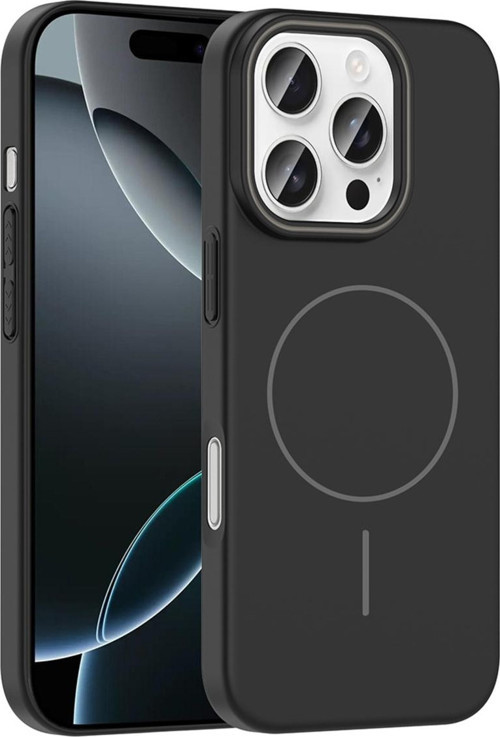 İphone 16 Pro Max Kılıf Magsafe Şarj Özellikli Zore Ruby Silikon Kapak - Siyah