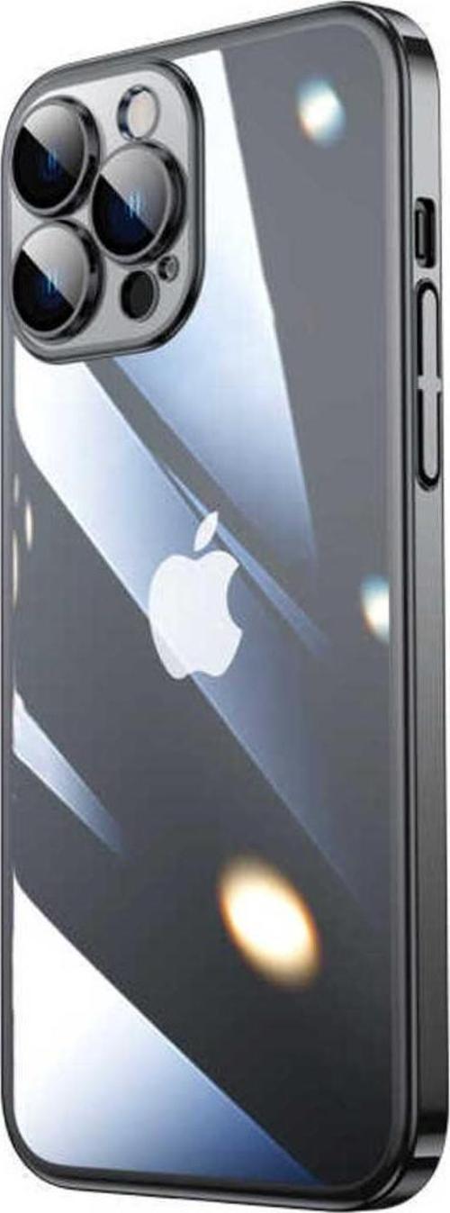 İphone 14 Pro Max Uyumlu Sert Pc Renkli Çerçeveli Zore Riksos Kılıf-Siyah