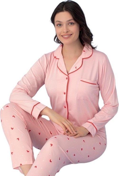 Uzun Kol Düğmeli Kadın Pijama Takımı Valentina Tasarım Ev Giyim Hediyelik