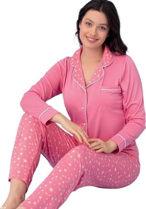 Uzun Kol Düğmeli Kadın Pijama Takımı S/2XL Alessia Notte Ev Giyim Hediyelik