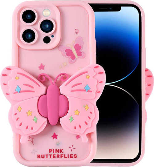 İphone 14 Pro Kılıf Kamera Korumalı Figür Tasarımlı Zore Kapya Kapak-Pembe Açık