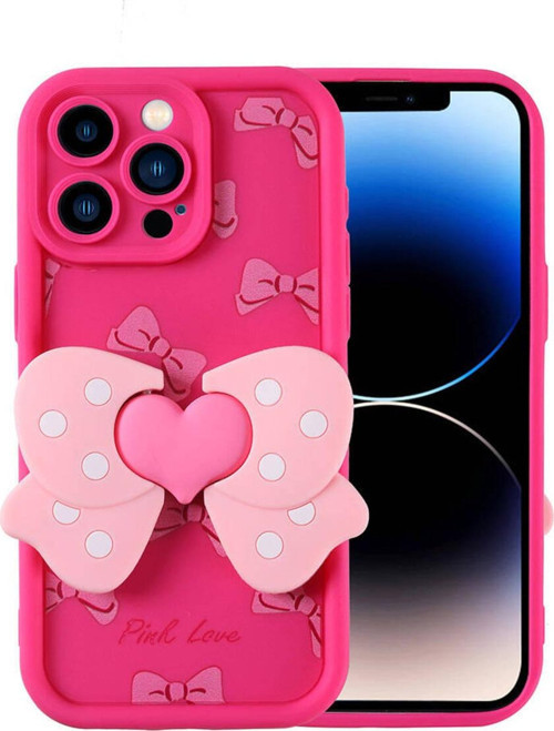 İphone 14 Pro Kılıf Kamera Korumalı Figür Tasarımlı Zore Kapya Kapak-Pembe Koyu