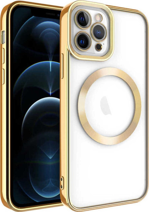 İphone 12 Pro Uyumlu Magsafe Wireless Şarj Özellikli Zore Setro Silikon-Gold