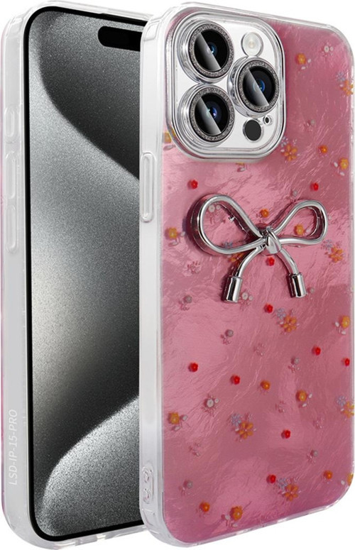 İphone 15 Pro Max Kılıf Kamera Korumalı Figürlü Zore Ponti Silikon Kapak - Açık Pembe