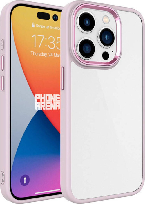 İphone 15 Pro Max Uyumlu Krom Kılıf-Pembe Açık