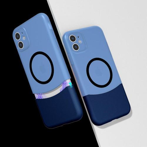 İphone 11 Kılıf M-Safe Şarj Özellikli Mıknatıslı Kth Duble Kapak - Lacivert