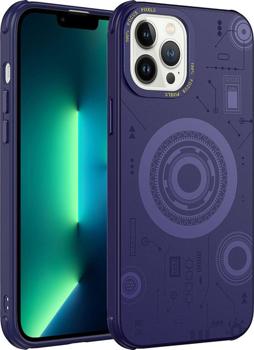 İphone 13 Pro Max Uyumlu Zore Wireless Şarj Özellikli Desenli Hot Kılıf-Derin Mor