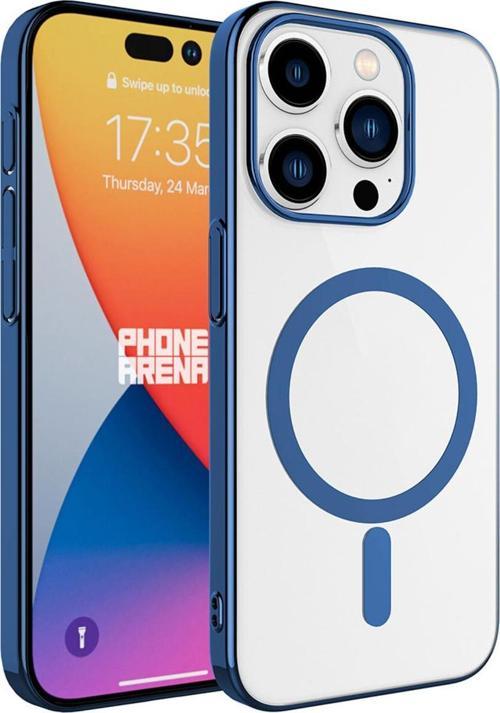 İphone 15 Pro Max Uyumlu Wireless Şarj Özellikli Pixel Magsafe Kılıf-Mavi