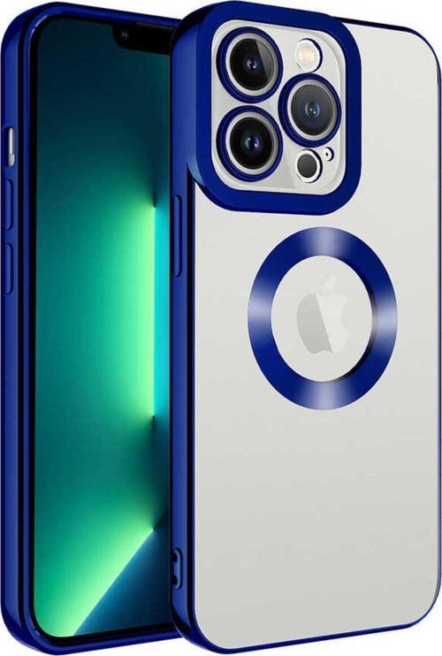 İphone 14 Pro Uyumlu Kamera Korumalı Logo Gösteren Zore Omega Kılıf-Mavi