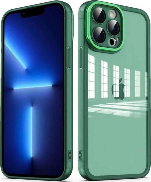 İphone 12 Pro Max Uyumlu Kamera Korumalı Transparan Zore Post Kılıf-Koyu Yeşil