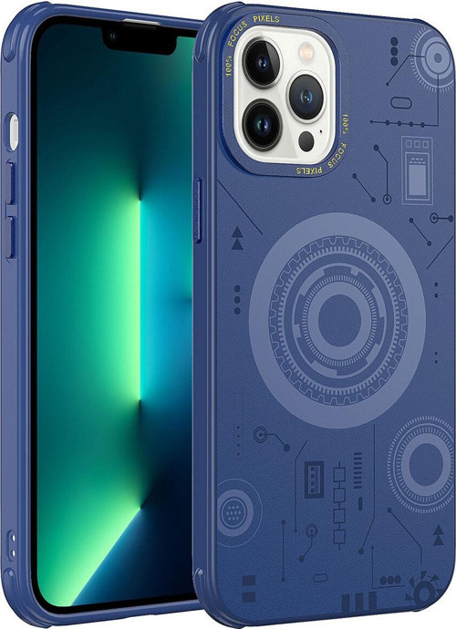 İphone 13 Pro Max Uyumlu Zore Wireless Şarj Özellikli Desenli Hot Kılıf-Lacivert