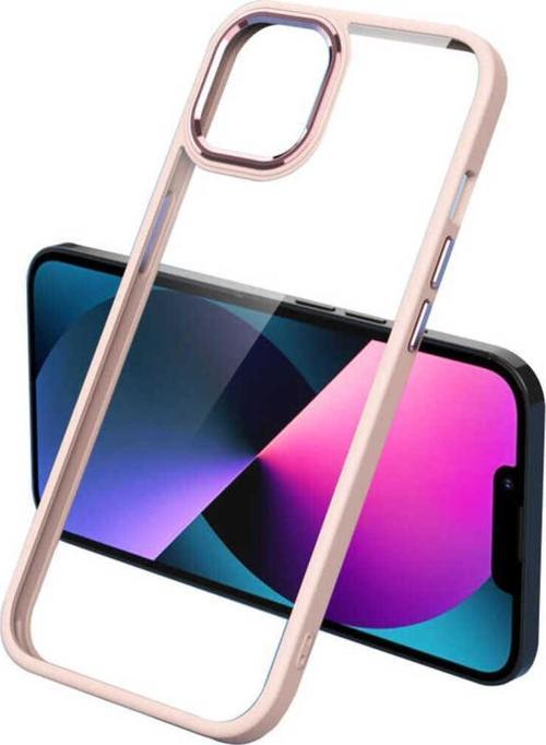 İphone 13 Uyumlu Zore Krom Kılıf-Pembe Açık