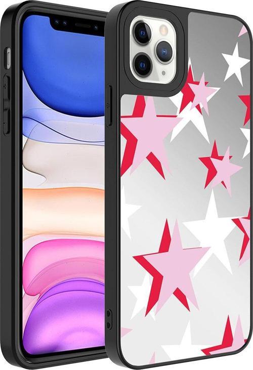 İphone 11 Pro Max Uyumlu Aynalı Desenli Kamera Korumalı Parlak Zore Mirror Kılıf-Yıldız