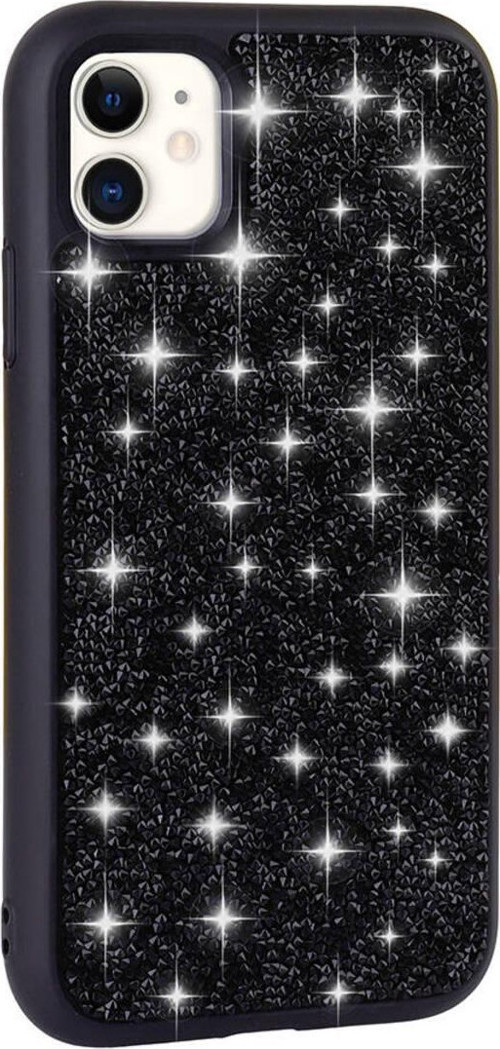 İphone 11 Uyumlu Parlak Taşlı Tasarım Pırlanta Csm Zore Kılıf-Siyah