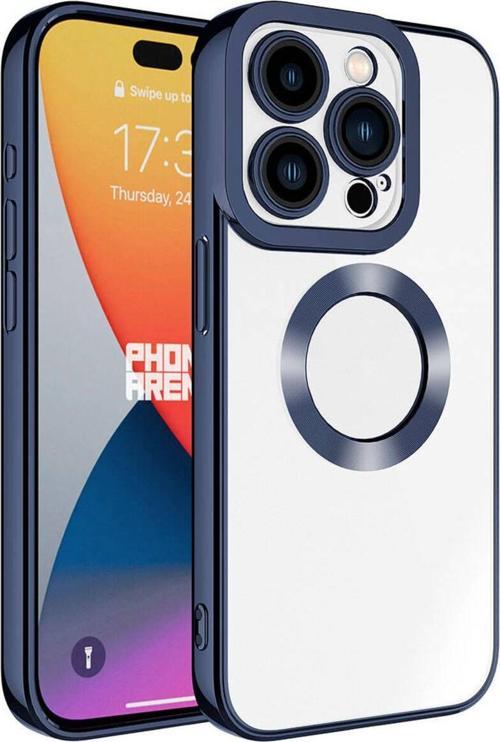 İphone 15 Pro Max Uyumlu Kamera Korumalı Logo Gösteren Zore Omega Kılıf-Lacivert