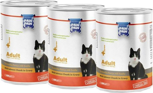 Pawpaw Somon Balıklı Yetişkin Kedi Konserve 400Grx3