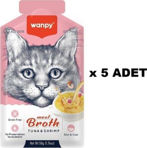 Kediler Için Karidesli Ton Balığı Eti Çorbası 50 Gr X 5 Adet