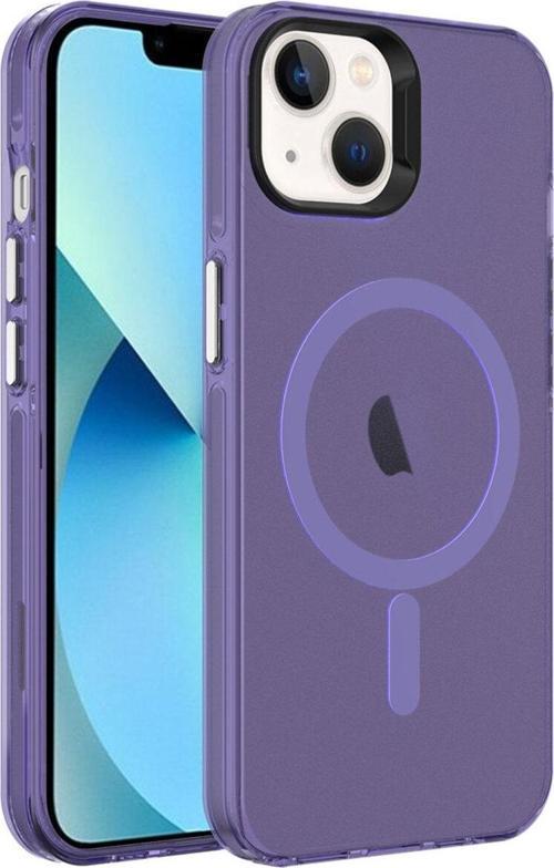 İphone 14 Uyumlu Csm Zore Magsafe Şarj Özellikli Buzlu Transparan C-Pro Sert Kılıf-Derin Mor