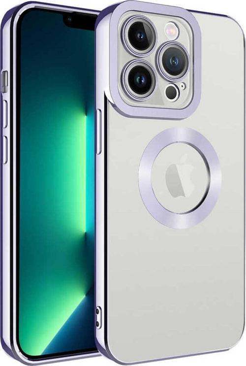İphone 13 Pro Max Uyumlu Kamera Korumalı Logo Gösteren Zore Omega Kılıf-Lila