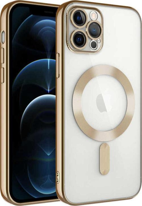 İphone 12 Pro Uyumlu Kamera Korumalı Magsafe Wireless Şarj Özellikli Zore Demre Kılıf-Gold