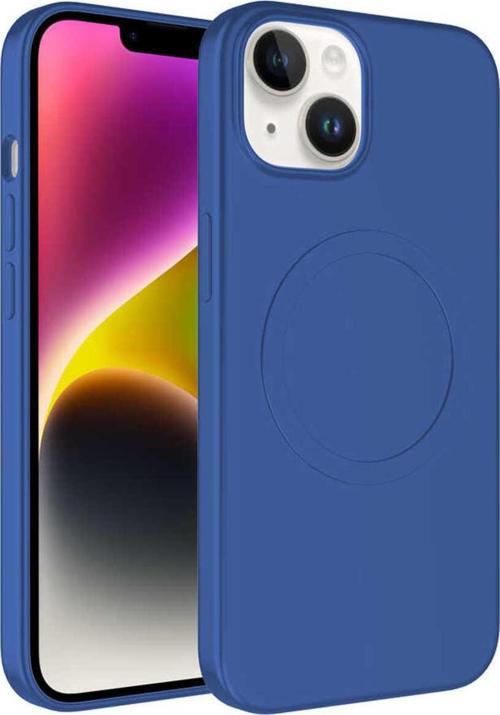 İphone 14 Uyumlu Magsafe Wireless Şarj Özellikli Pastel Renk Silikon Zore Plas Kılıf-Mavi