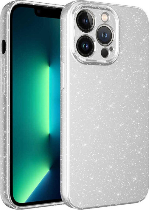İphone 12 Pro Max Uyumlu Kamera Korumalı Simli Lüks Zore Koton Kılıf-Beyaz