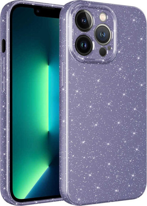 İphone 13 Pro Uyumlu Kamera Korumalı Simli Lüks Zore Koton Kılıf-Mor