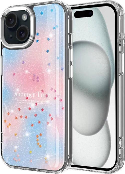 İphone 14 Uyumlu Simli Desenli Parlak Csk Zore Task Kılıf-Mavi