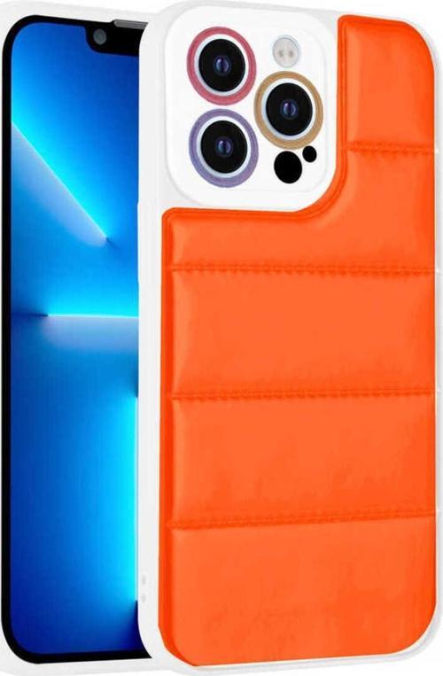 İphone 13 Pro Uyumlu Kamera Korumalı Aihttgli Renkli Zore Seksek Kılıf-Turuncu