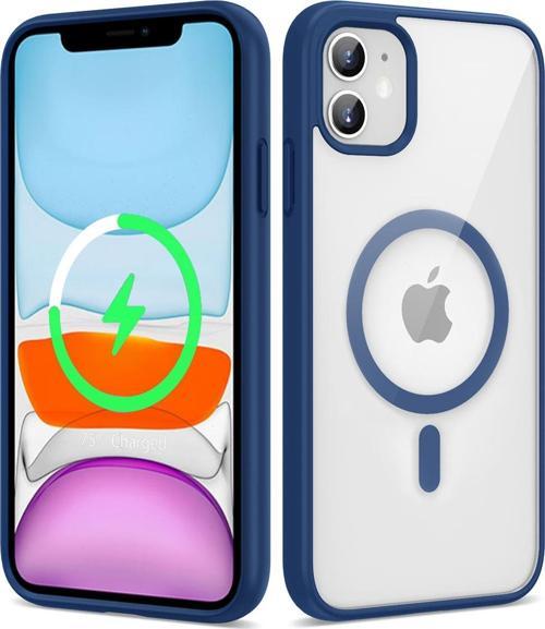 İphone 12 Uyumlu Magsafe Wireless Şarj Özellikli Silikon Csk Zore Ege Kılıf-Mavi