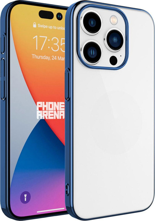 İphone 15 Pro Max Uyumlu Sert Pc Renkli Çerçeveli Zore Riksos Kılıf-Mavi