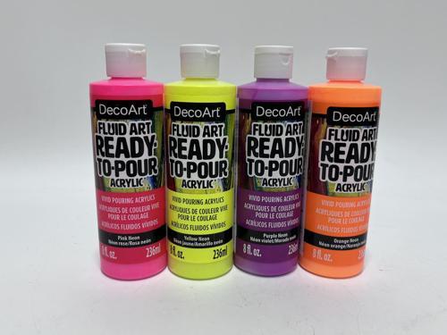 DecoArt Fluid Art Ready-To-Pour Neon Akrilik Boya Seti 8oz 4 Adet