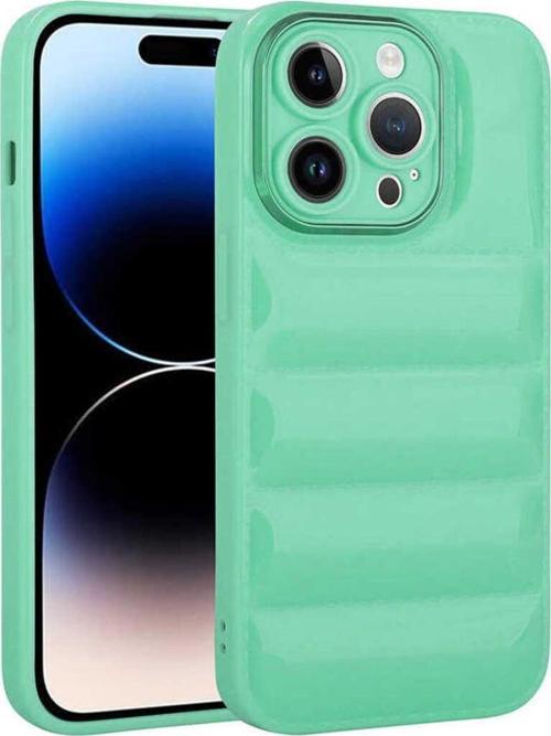 İphone 14 Pro Uyumlu Kamera Korumalı Parlak Aihttg'Li Zore Galya Kılıf-Su Yeşil