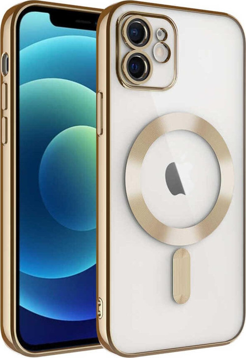İphone 11 Uyumlu Kamera Korumalı Magsafe Wireless Şarj Özellikli Zore Demre Kılıf-Gold