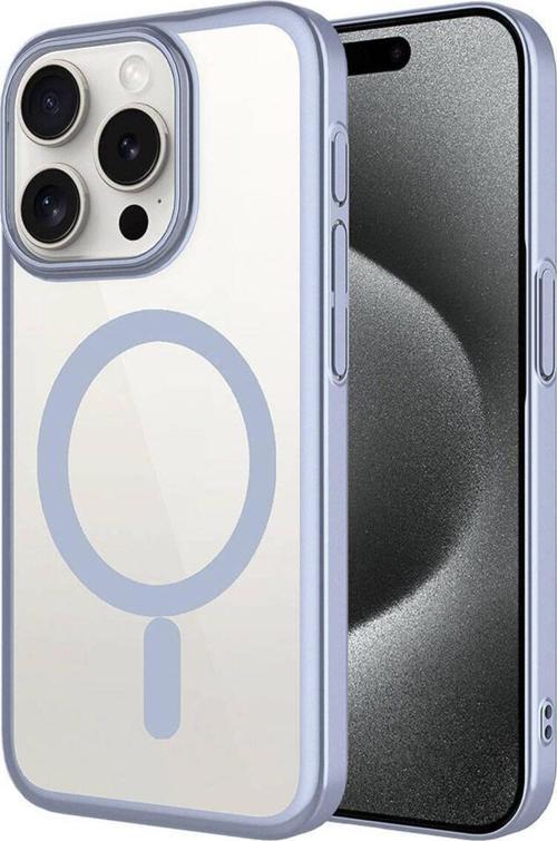 İphone 15 Pro Max Uyumlu Wireless Şarj Özellikli Sert Pc Zore Mat Riksos Magsafe Kılıf-Gri