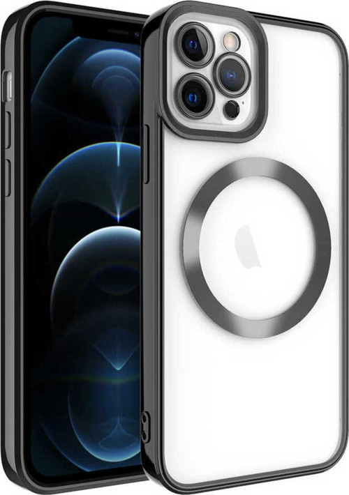 İphone 12 Pro Uyumlu Magsafe Wireless Şarj Özellikli Zore Setro Silikon-Siyah