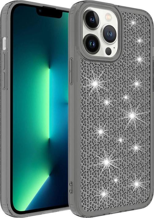 İphone 13 Pro Max Uyumlu Aihttgli Parlak Tasarımlı Snow Kılıf-Siyah