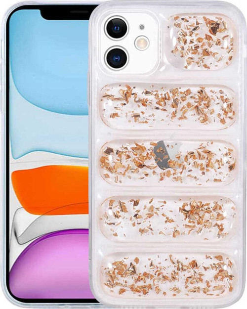 İphone 11 Uyumlu Kamera Korumalı Simli Aihttg'Li Zore Dalga Kılıf-Gold