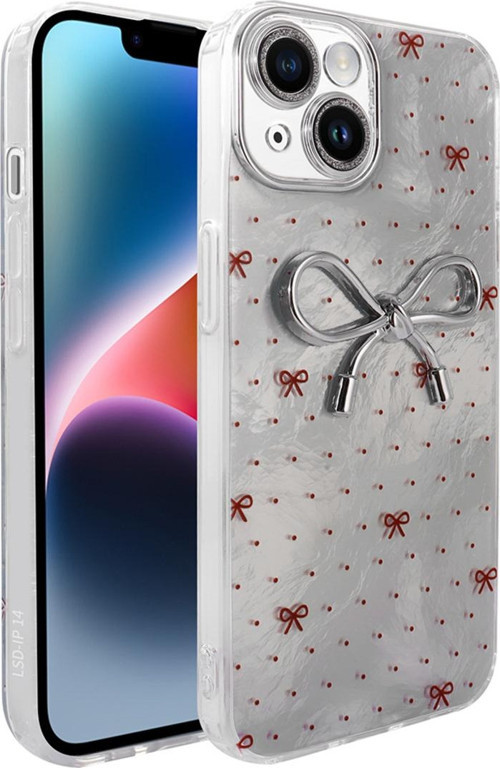 İphone 14 Kılıf Kamera Korumalı Figürlü Zore Ponti Silikon Kapak - Açık Mavi