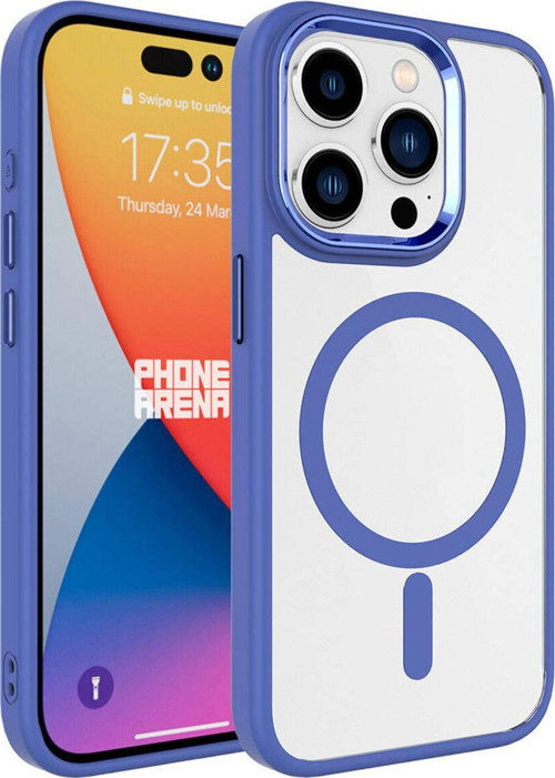 İphone 15 Pro Max Uyumlu Wireless Şarj Özellikli Csk Zore Krom Magsafe Silikon Kılıf-Mavi