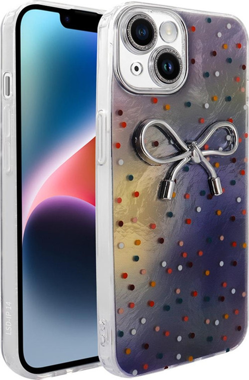 İphone 14 Kılıf Kamera Korumalı Figürlü Zore Ponti Silikon Kapak - Lila
