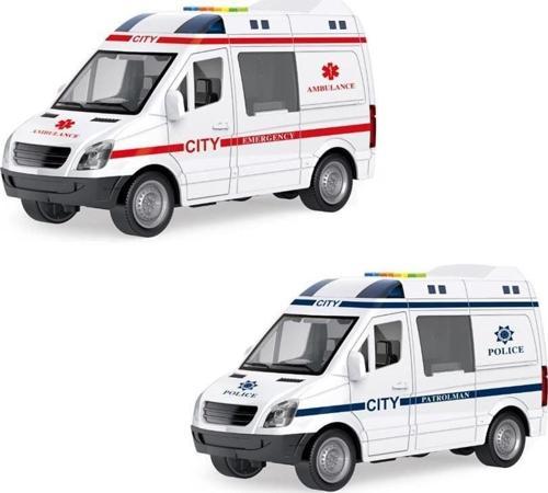 1:16 Sürtmeli Sesli Işıklı Ambulans Ve Polis Arabası Kız Erkek Çocuk Oyuncak Eğitici Oyuncaklar