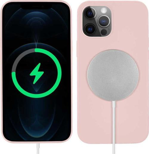 İphone 12 Pro Uyumlu Csk Zore Silksafe Wireless Kılıf-Pembe Açık